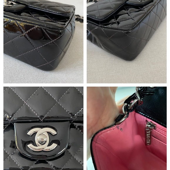 Chanel Black Mini Rectangular Patent Classic Flap Bag - Great Condition - Picture 10 of 11